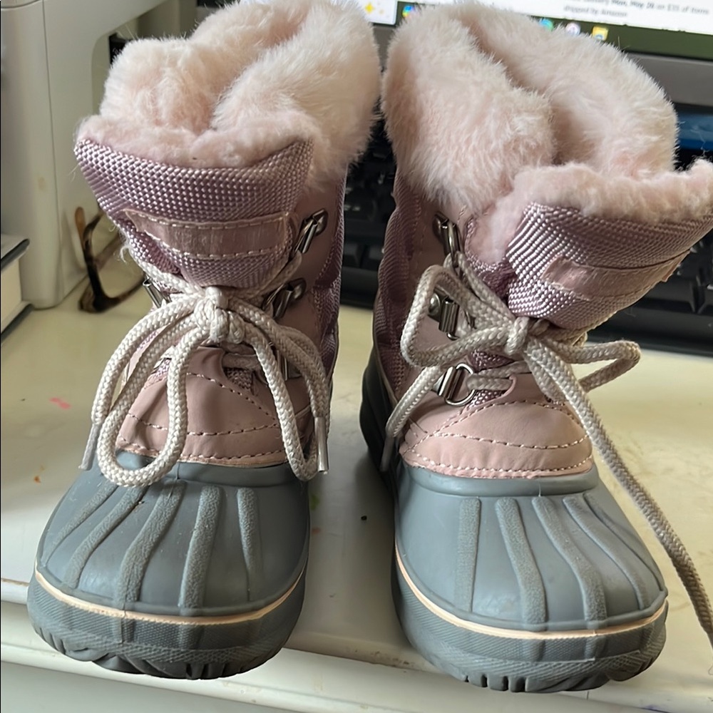 London Fog Pink and Gray Boots